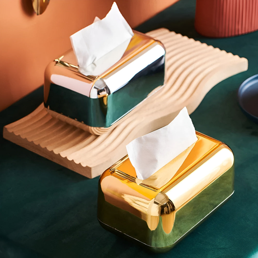CaseDeluxe - Spiegel Finish Gold Tissue Box Aufbewahrungsbox Halter/Organizer