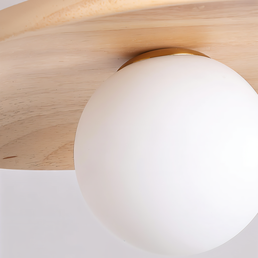 CentraOrb Holz Deckenleuchte - Halbbündige Lampe mit Integriertem LED Licht