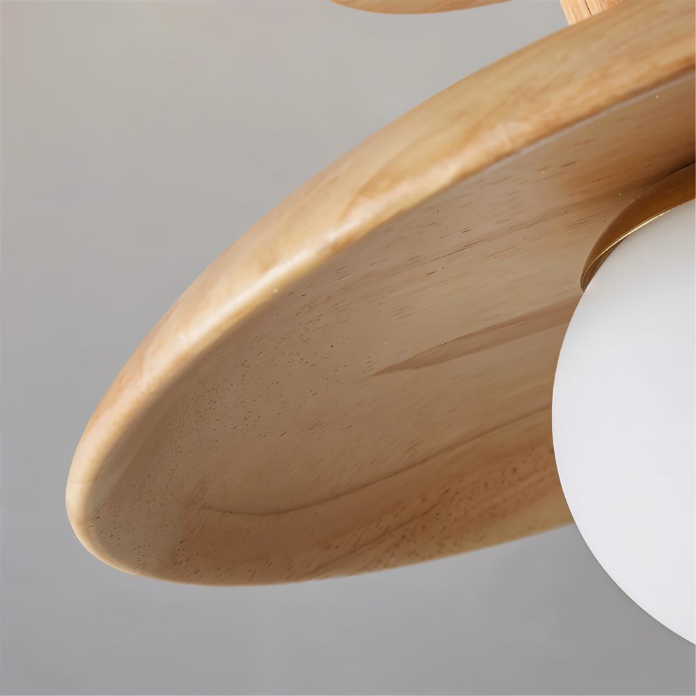 CentraOrb Holz Deckenleuchte - Halbbündige Lampe mit Integriertem LED Licht