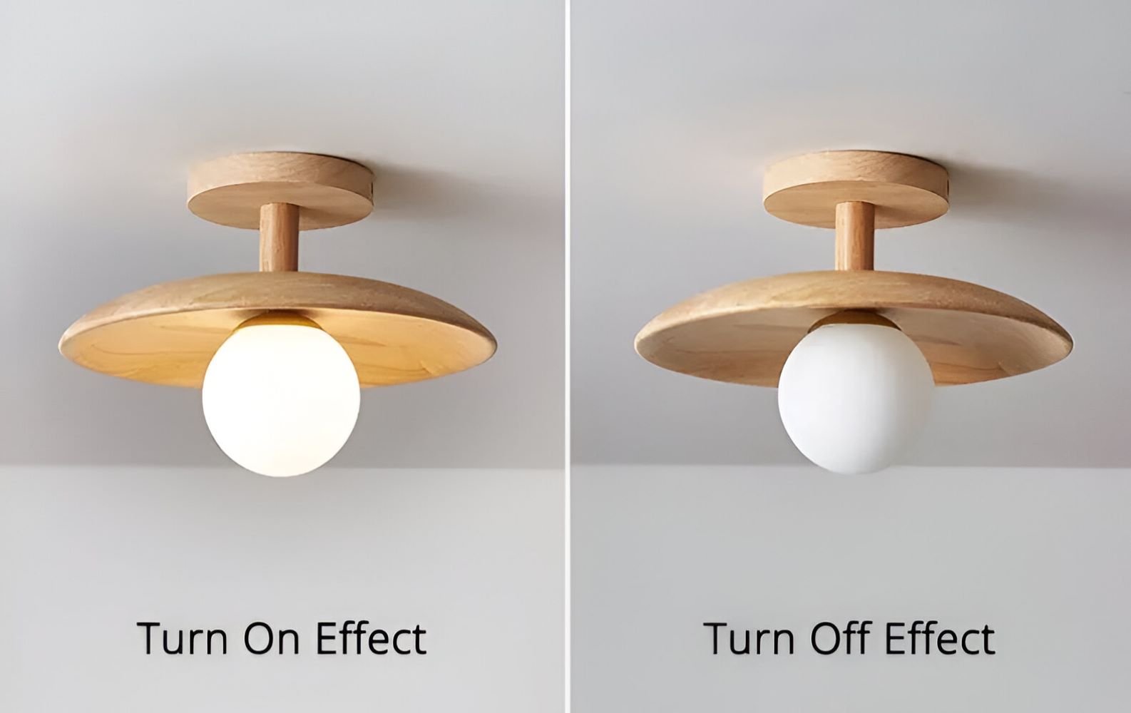 CentraOrb Holz Deckenleuchte - Halbbündige Lampe mit Integriertem LED Licht