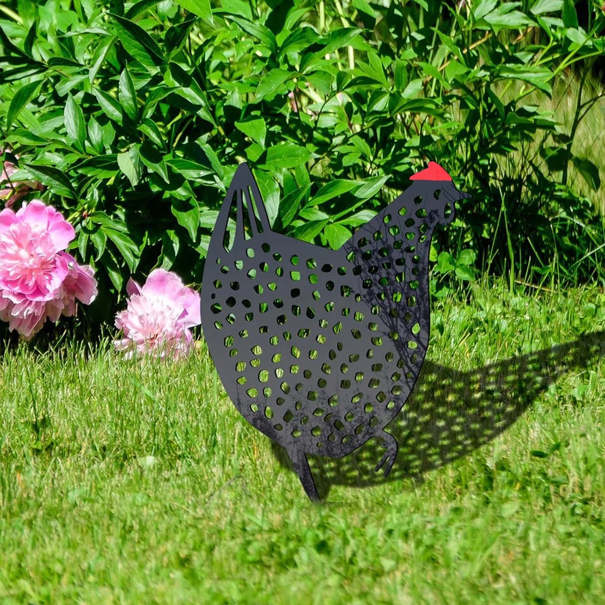 Charmanter Gartenstecker Huhn - Wetterfestes Metall für Garten Dekoration 2