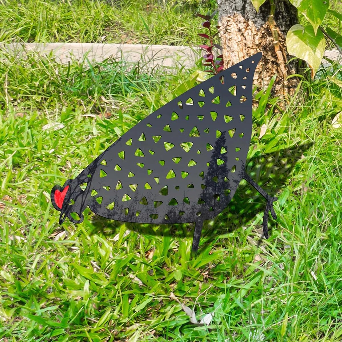 Charmanter Gartenstecker Huhn - Wetterfestes Metall für Garten Dekoration 5