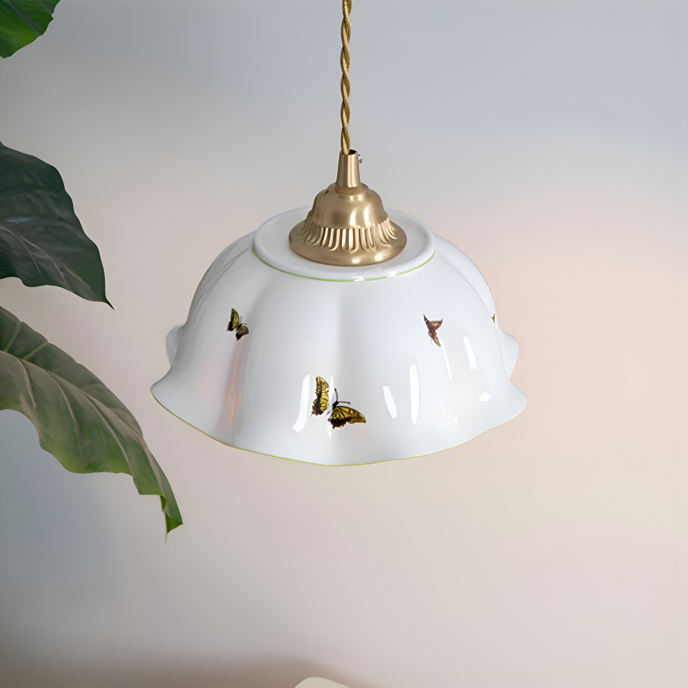 ChicBliss Pendelleuchte - Charmanter Schmetterling Keramik LED Hängelampe