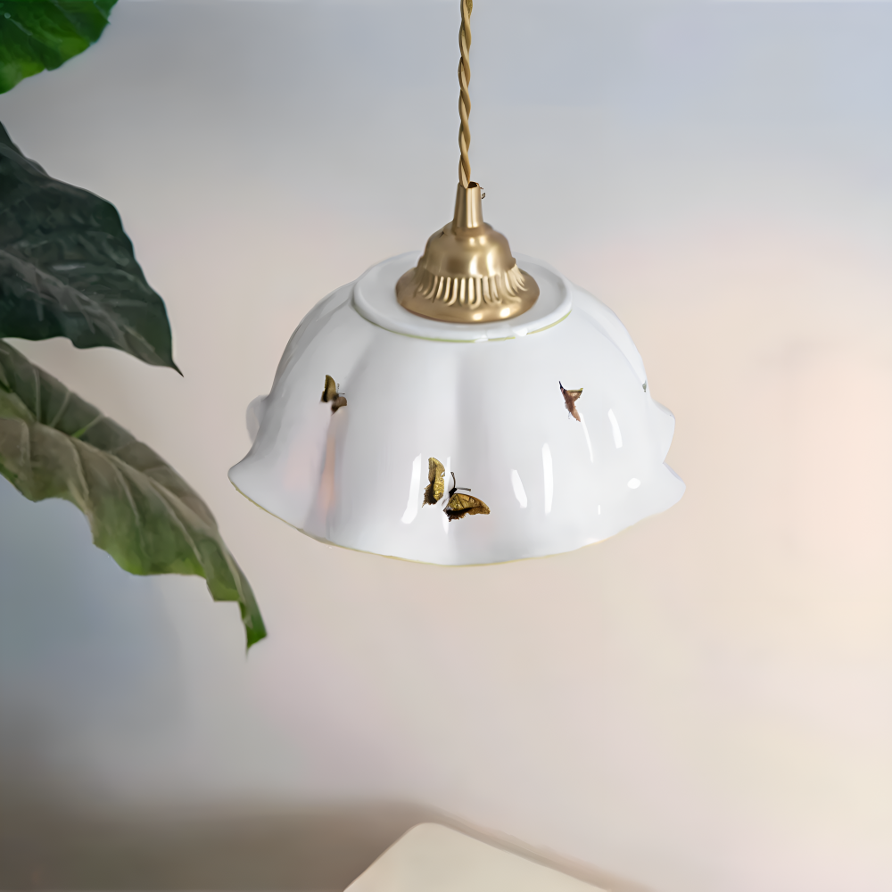 ChicBliss Pendelleuchte - Charmanter Schmetterling Keramik LED Hängelampe