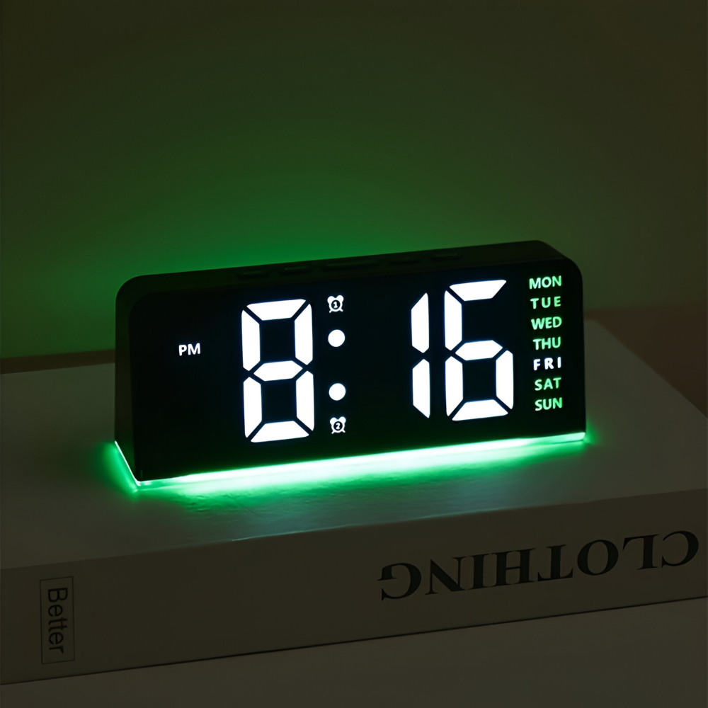 Schicker Silent LED Wecker mit Licht - Minimalistischer Digital Wecker für Zuhause, Büro, Schlafzimmer
