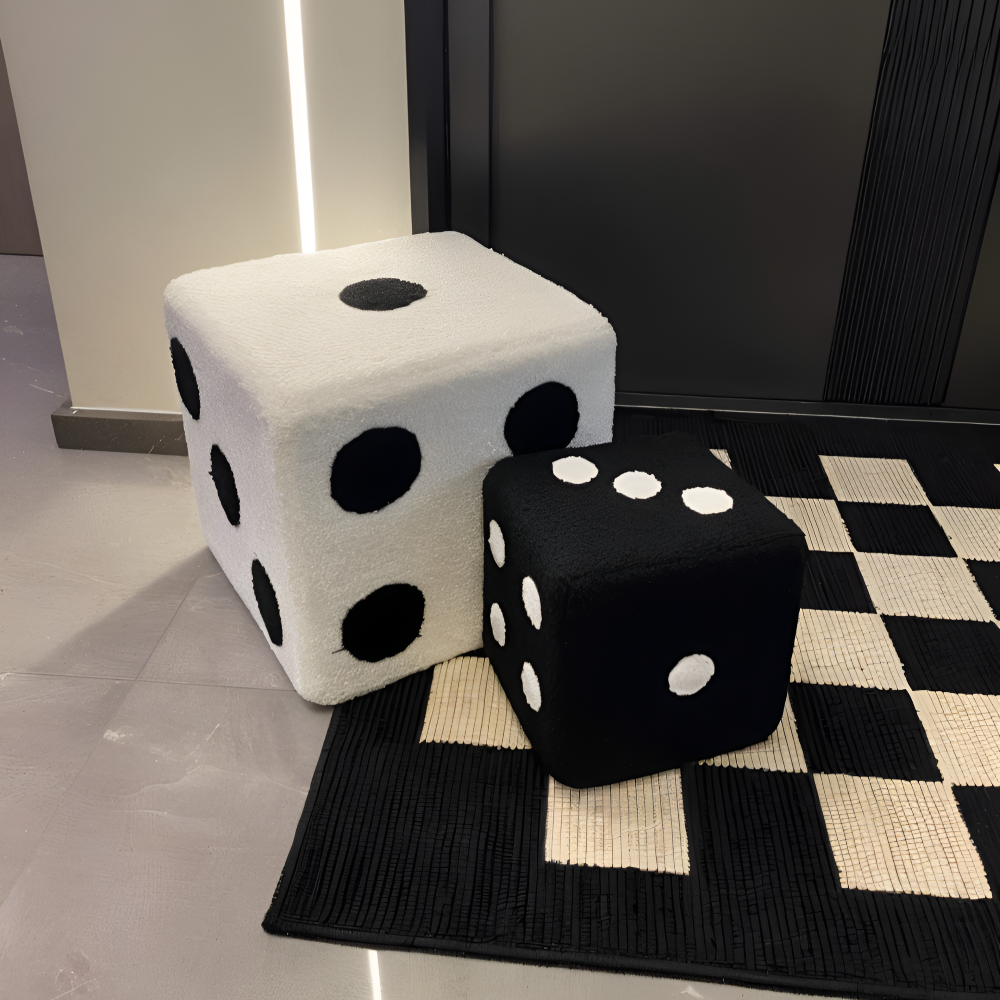 ChroDot Hocker - Stylischer Schwarz Weißer Samt Würfelhocker