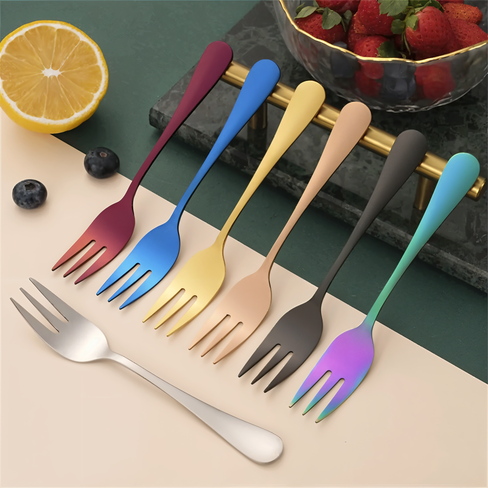 ChromaForks - 4/6-teilige Dessertgabel-Sets- Salatgabeln- Edelstahlgabeln
