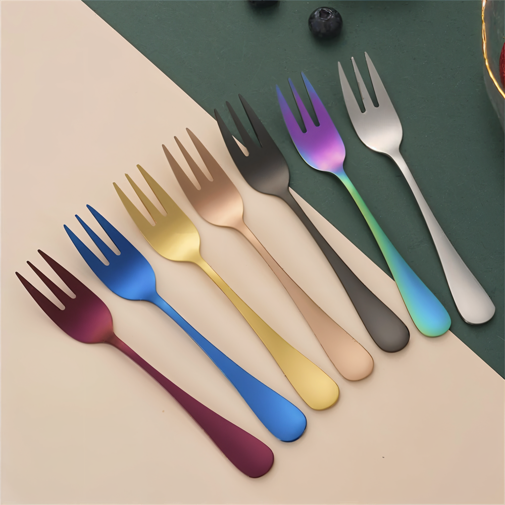 ChromaForks - 4/6-teilige Dessertgabel-Sets- Salatgabeln- Edelstahlgabeln