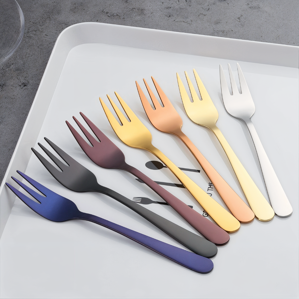 ChromaForks - 4/6-teilige Dessertgabel-Sets- Salatgabeln- Edelstahlgabeln