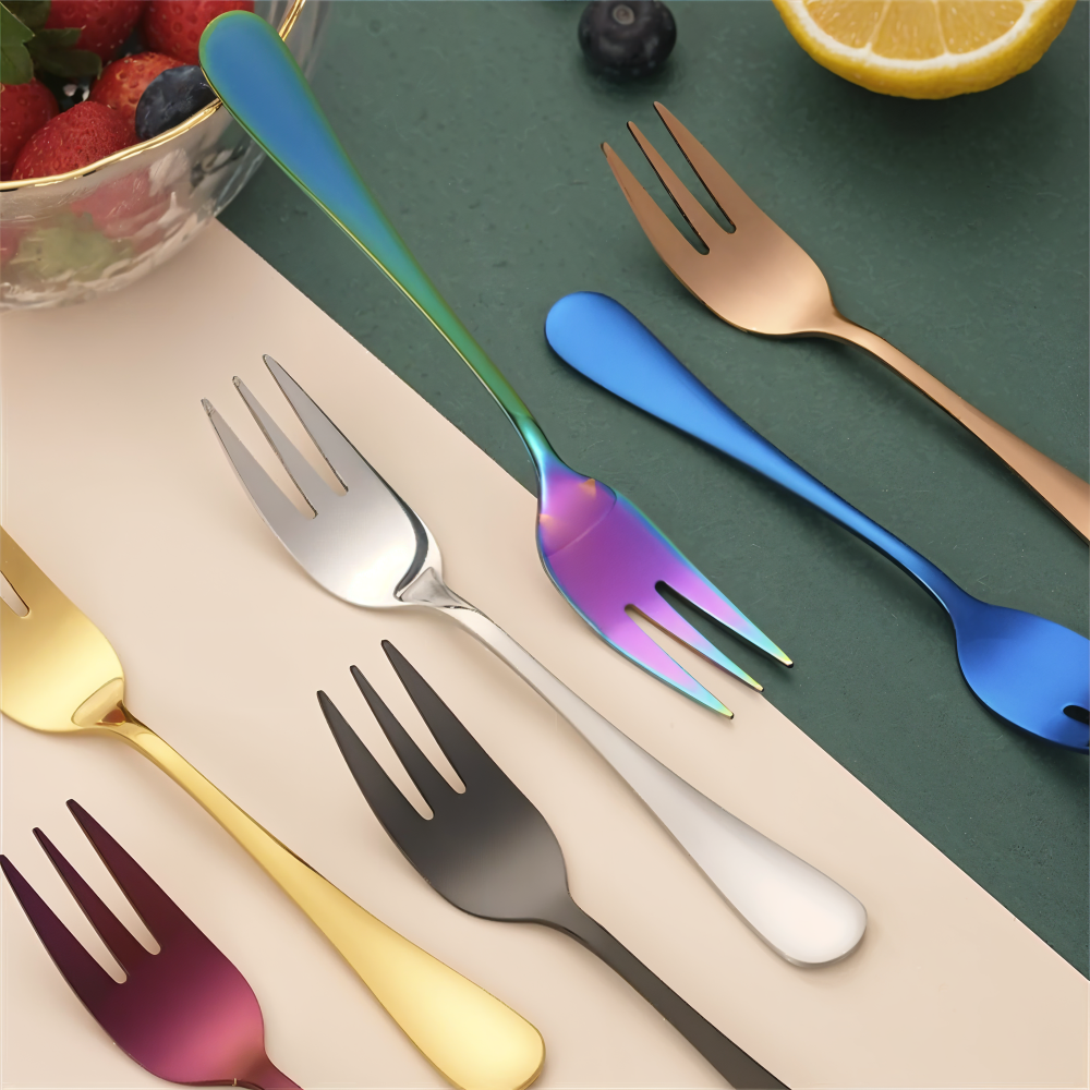 ChromaForks - 4/6-teilige Dessertgabel-Sets- Salatgabeln- Edelstahlgabeln