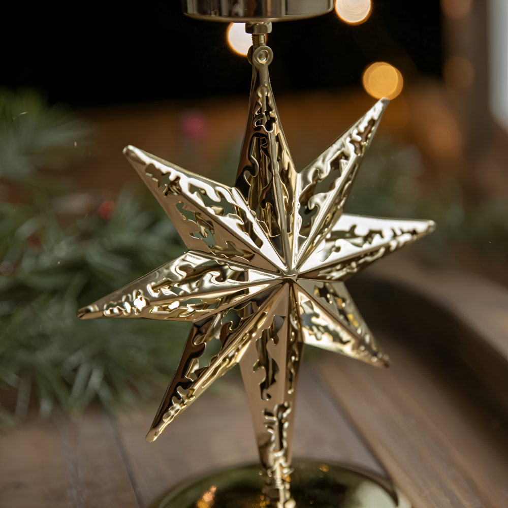 Cierge Stand - Vintage Gold Metallic Weihnachtsmotiv Kerzenhalter