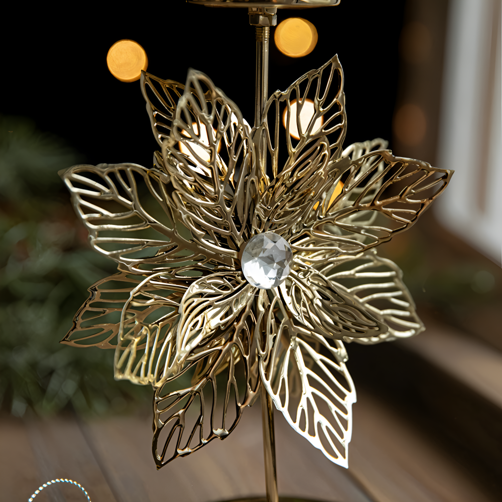 Cierge Stand - Vintage Gold Metallic Weihnachtsmotiv Kerzenhalter