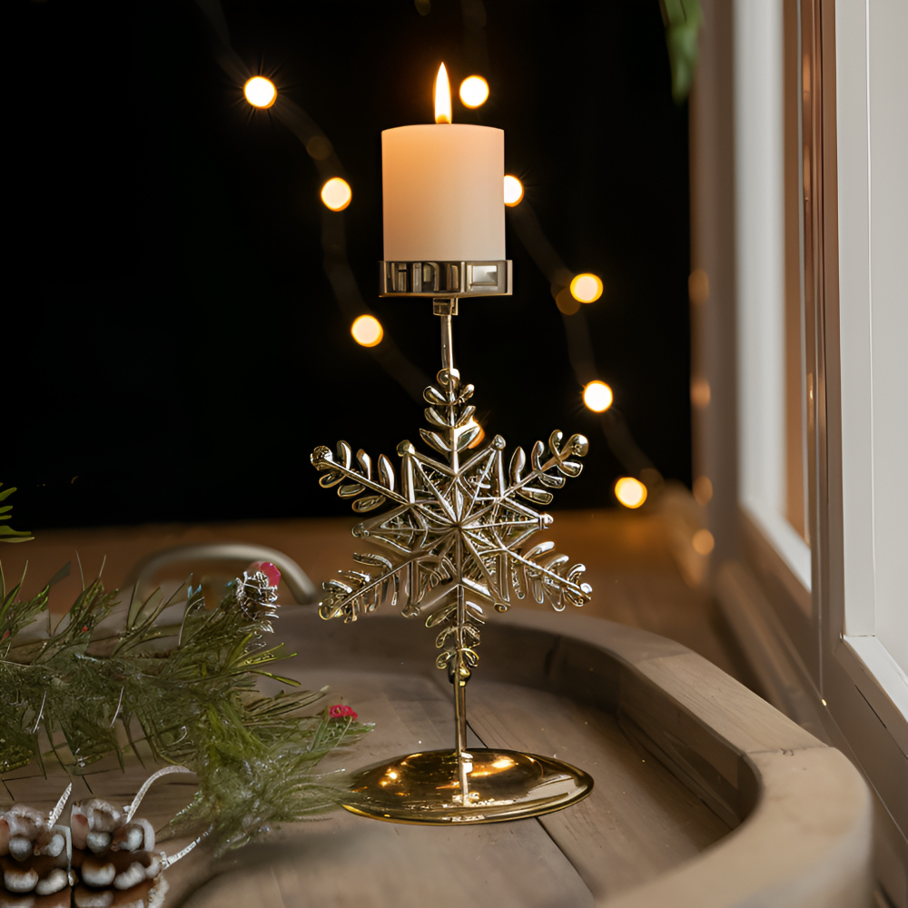 Cierge Stand - Vintage Gold Metallic Weihnachtsmotiv Kerzenhalter