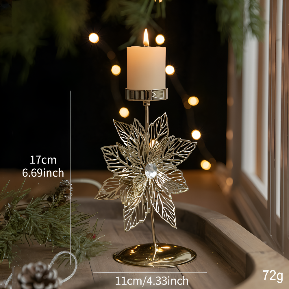 Cierge Stand - Vintage Gold Metallic Weihnachtsmotiv Kerzenhalter