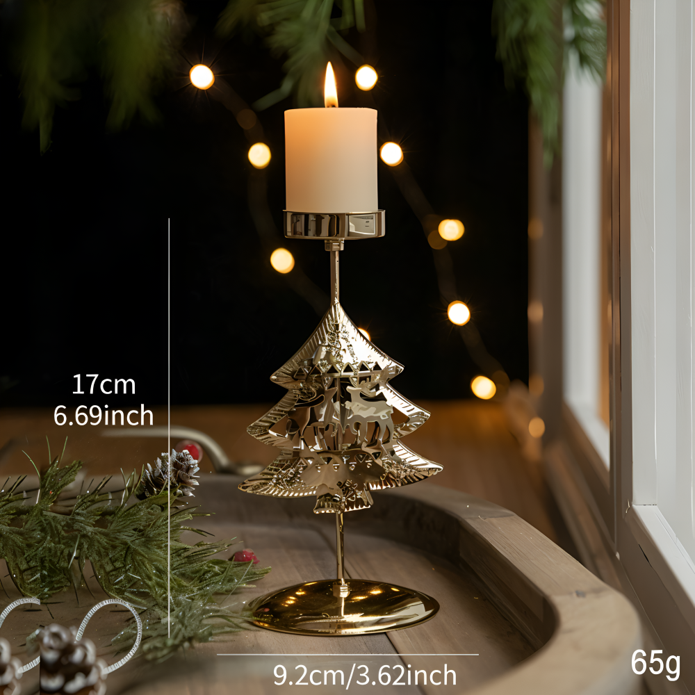 Cierge Stand - Vintage Gold Metallic Weihnachtsmotiv Kerzenhalter