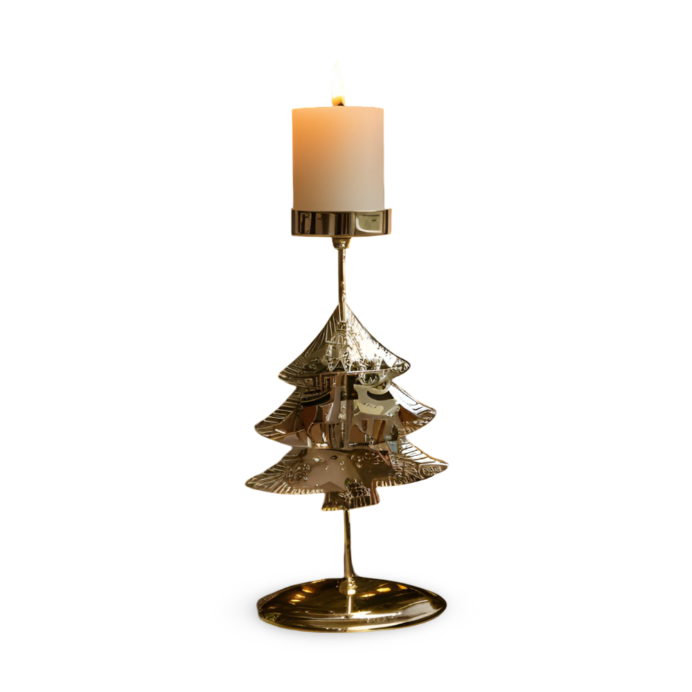Cierge Stand - Vintage Gold Metallic Weihnachtsmotiv Kerzenhalter