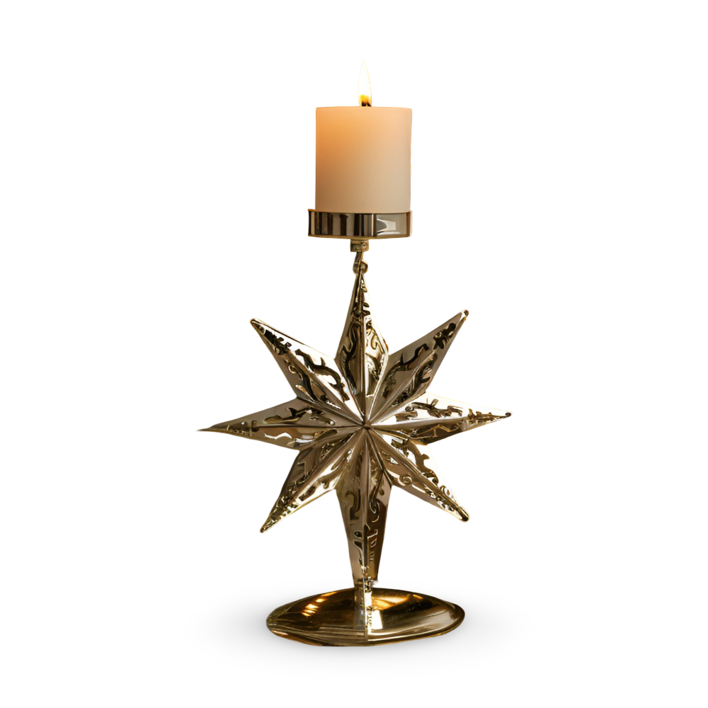 Cierge Stand - Vintage Gold Metallic Weihnachtsmotiv Kerzenhalter