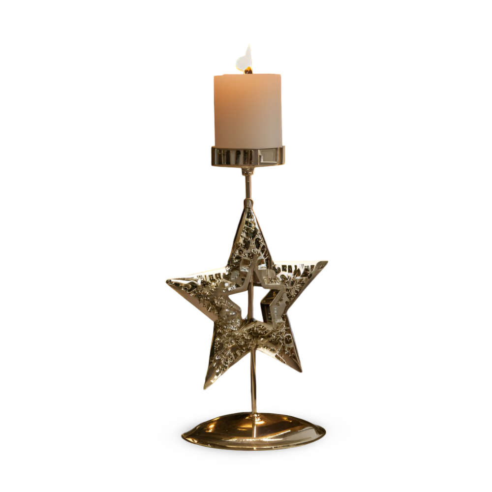 Cierge Stand - Vintage Gold Metallic Weihnachtsmotiv Kerzenhalter