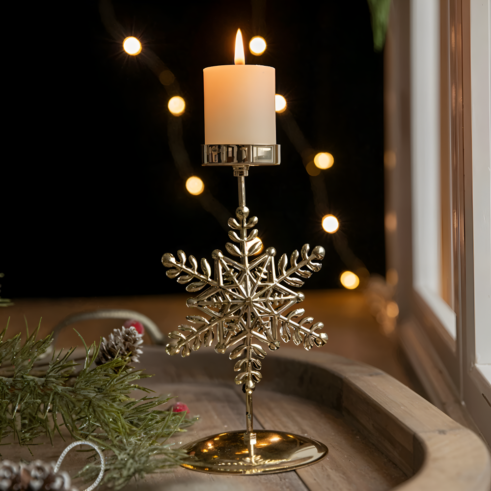 Cierge Stand - Vintage Gold Metallic Weihnachtsmotiv Kerzenhalter