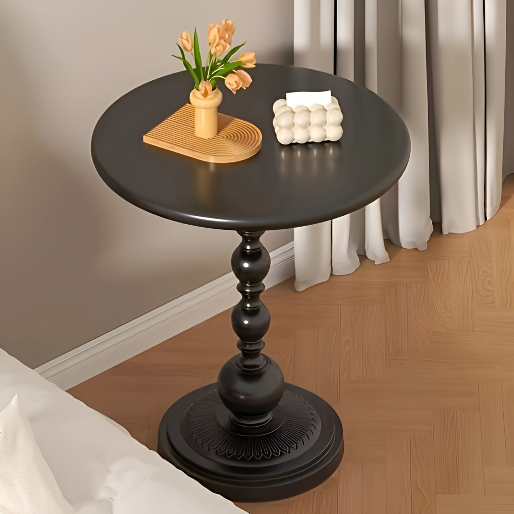 Klassischer Runder Baluster-Stil Beistelltisch - Idealer Kompakter Mini-Tisch für Kleine Räume