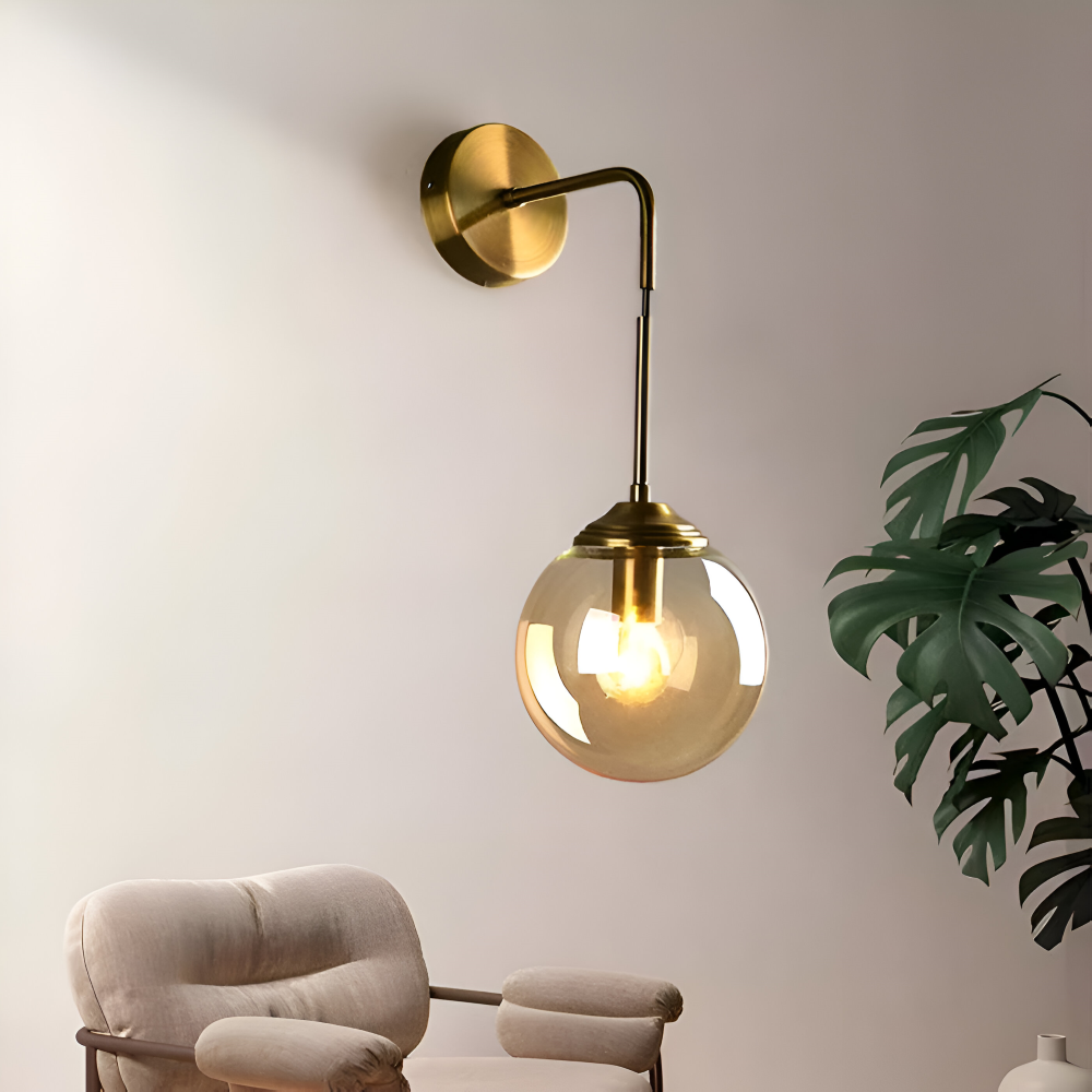ClearOrb Wandleuchte - Glas Wandleuchte - Metall Wandleuchte Design - Retro Industrie Wandleuchten LED