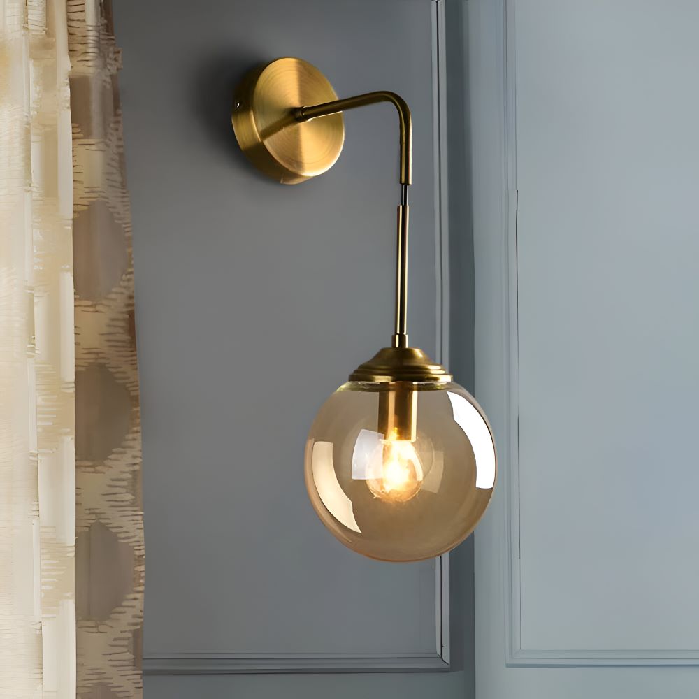 ClearOrb Wandleuchte - Glas Wandleuchte - Metall Wandleuchte Design - Retro Industrie Wandleuchten LED