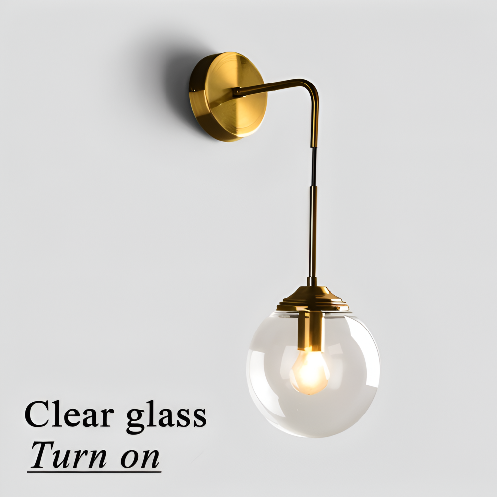 ClearOrb Wandleuchte - Glas Wandleuchte - Metall Wandleuchte Design - Retro Industrie Wandleuchten LED