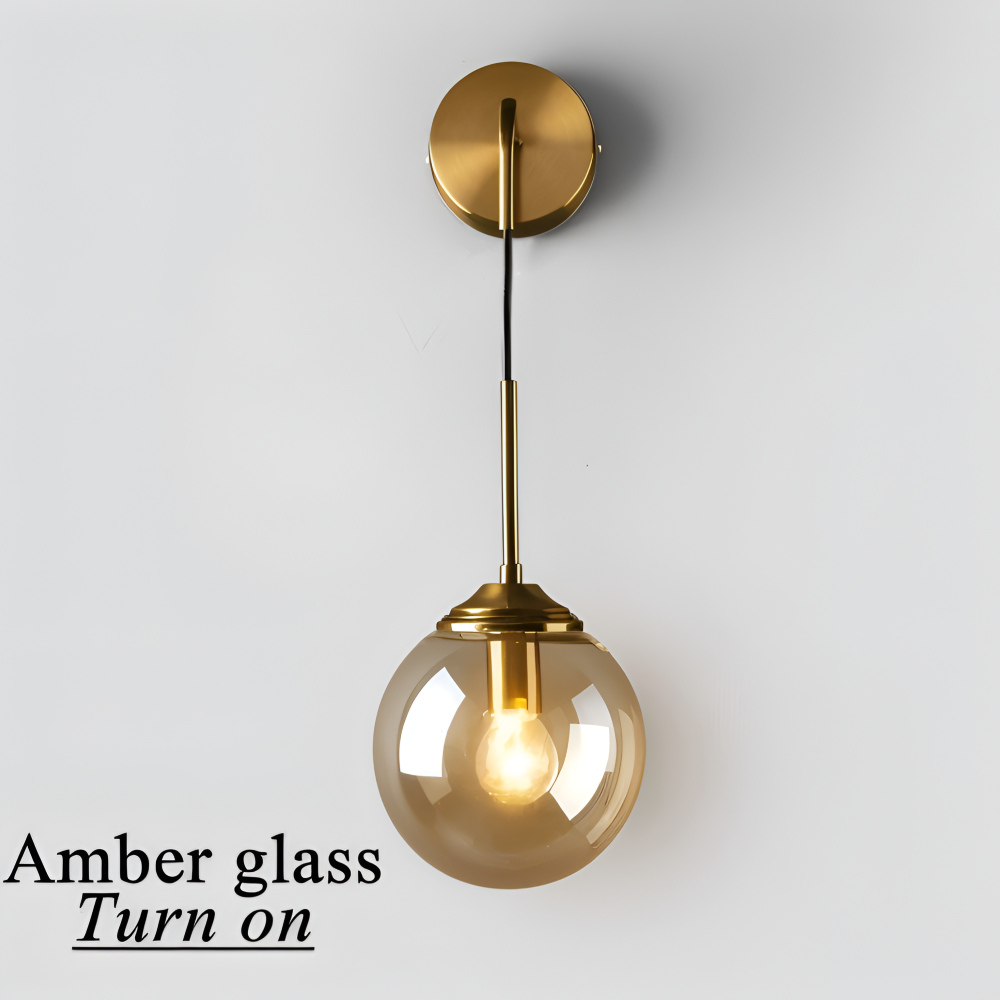 ClearOrb Wandleuchte - Glas Wandleuchte - Metall Wandleuchte Design - Retro Industrie Wandleuchten LED