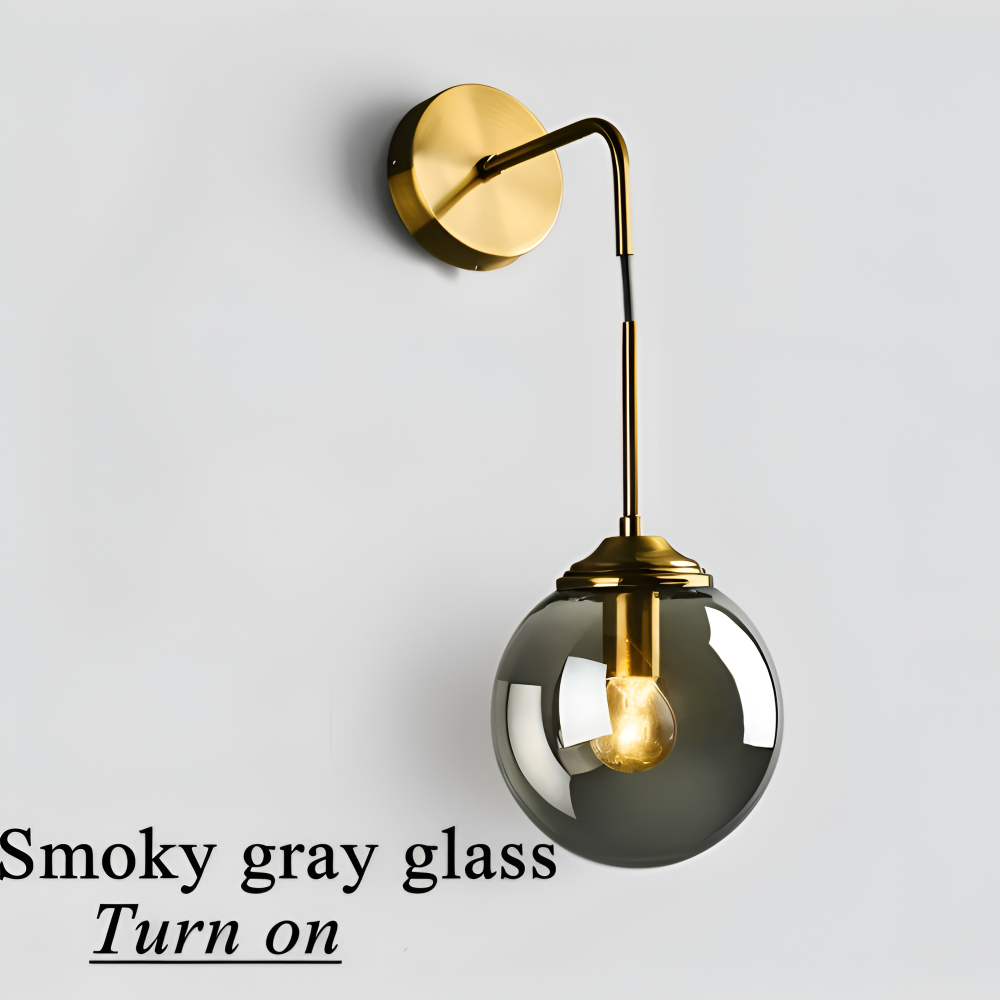 ClearOrb Wandleuchte - Glas Wandleuchte - Metall Wandleuchte Design - Retro Industrie Wandleuchten LED
