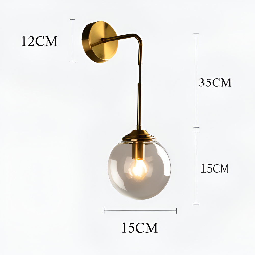 ClearOrb Wandleuchte - Glas Wandleuchte - Metall Wandleuchte Design - Retro Industrie Wandleuchten LED