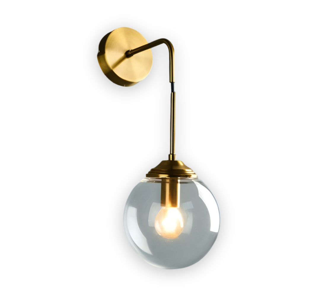 ClearOrb Wandleuchte - Glas Wandleuchte - Metall Wandleuchte Design - Retro Industrie Wandleuchten LED