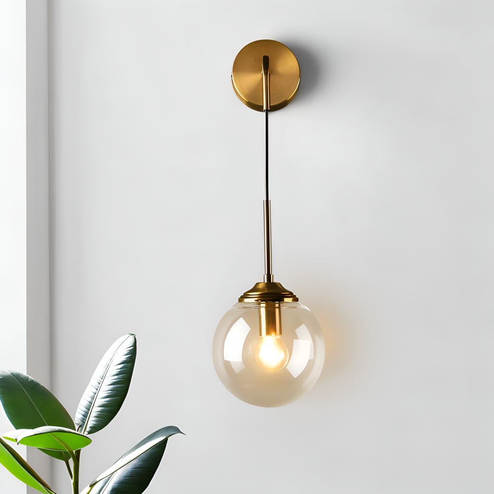 ClearOrb Wandleuchte - Glas Wandleuchte - Metall Wandleuchte Design - Retro Industrie Wandleuchten LED