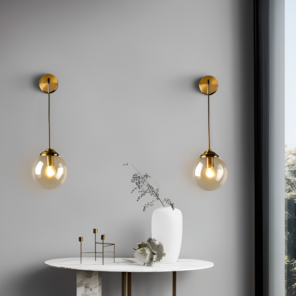 ClearOrb Wandleuchte - Glas Wandleuchte - Metall Wandleuchte Design - Retro Industrie Wandleuchten LED