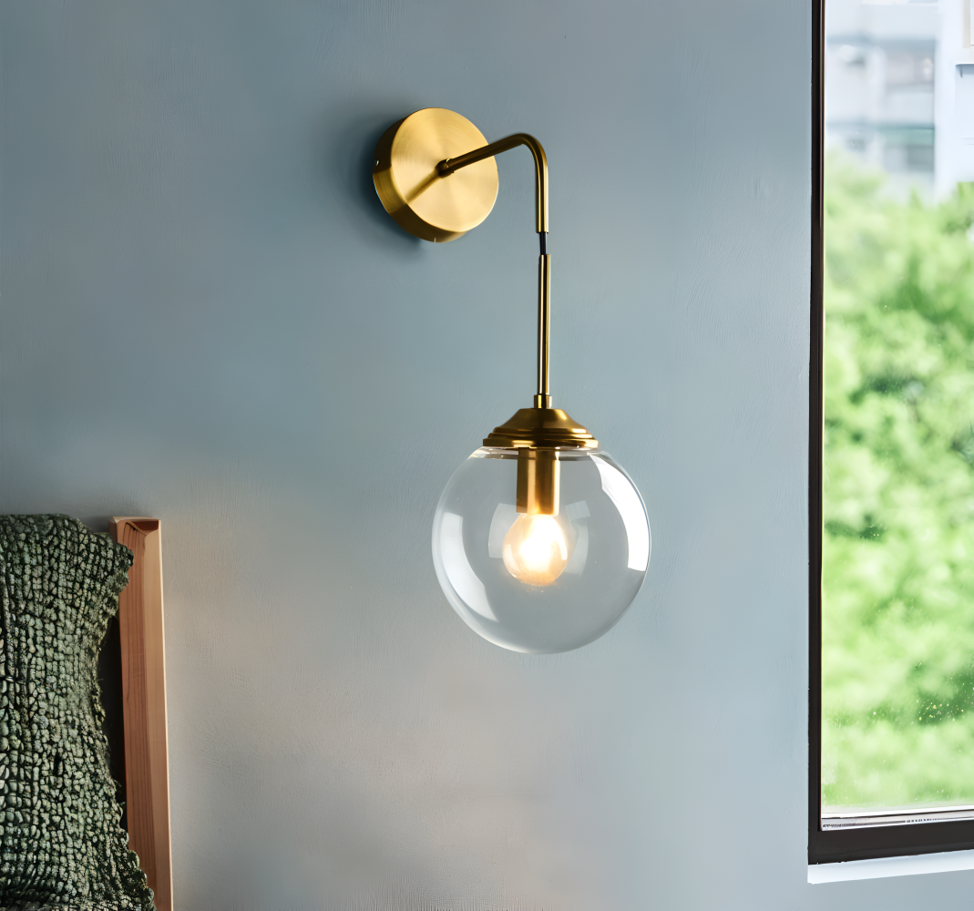 ClearOrb Wandleuchte - Glas Wandleuchte - Metall Wandleuchte Design - Retro Industrie Wandleuchten LED