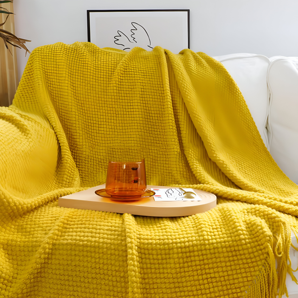 CoarseKnit Plaid - Stylische Strickdecke - Fleece Decke für Ganzjährigen Komfort