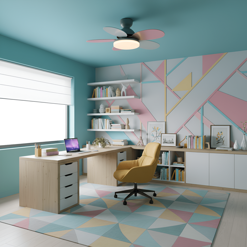 Bunter Blütenblatt Design Deckenventilator mit Integrierter LED Leuchte