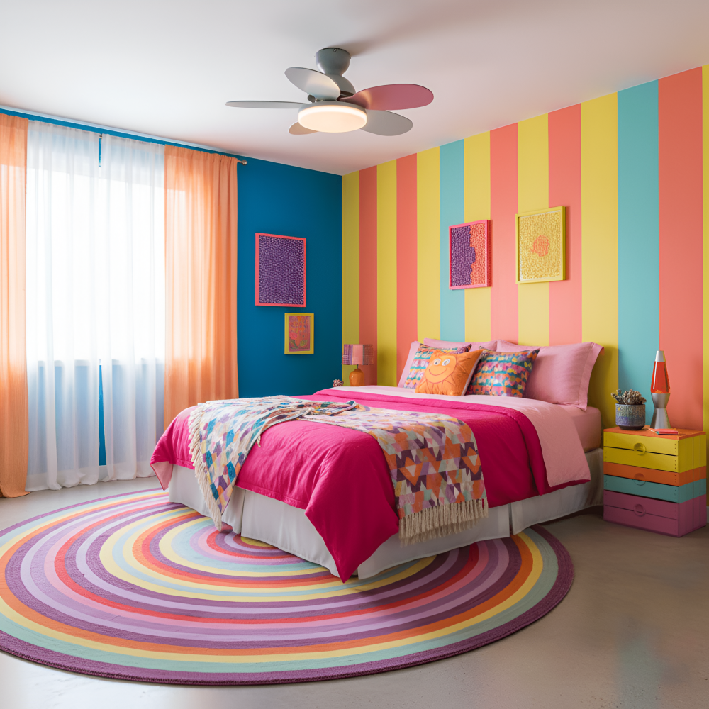 Bunter Blütenblatt Design Deckenventilator mit Integrierter LED Leuchte