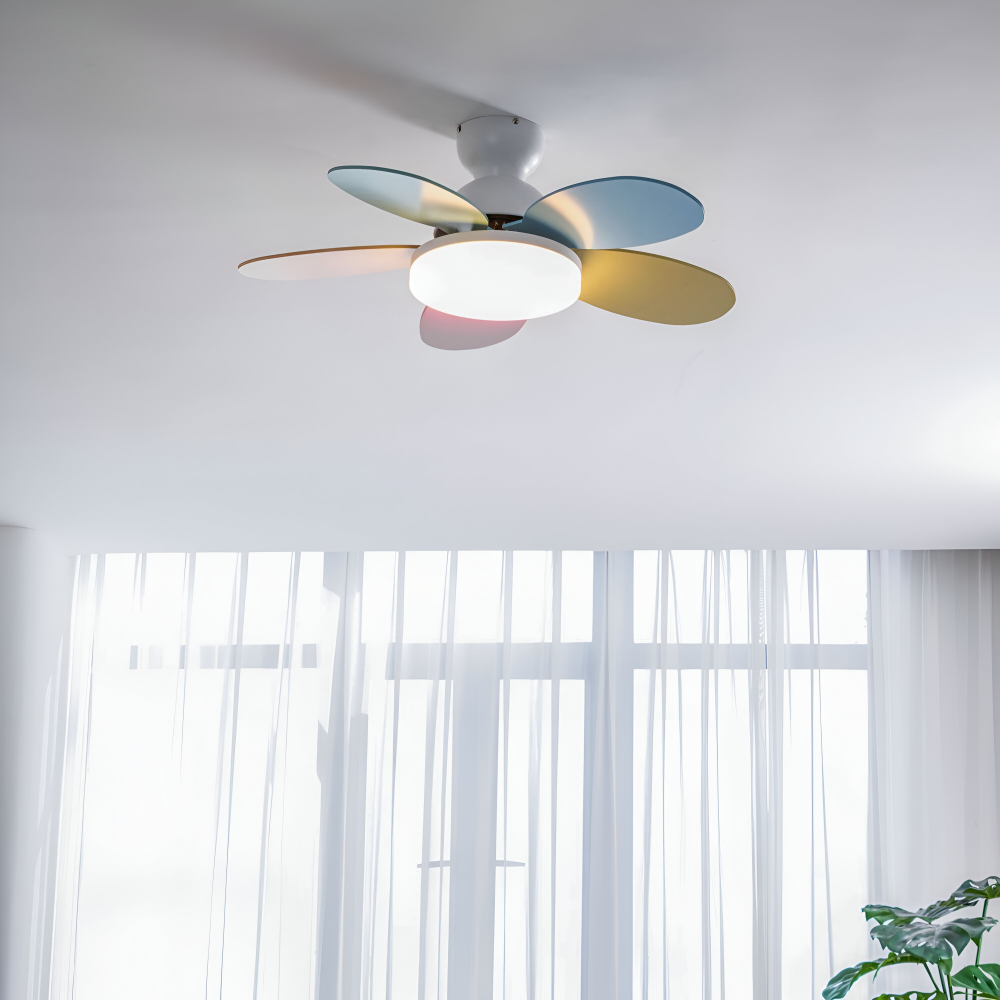 Bunter Blütenblatt Design Deckenventilator mit Integrierter LED Leuchte