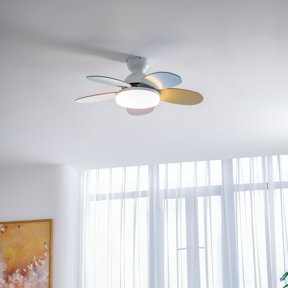 Bunter Blütenblatt Design Deckenventilator mit Integrierter LED Leuchte