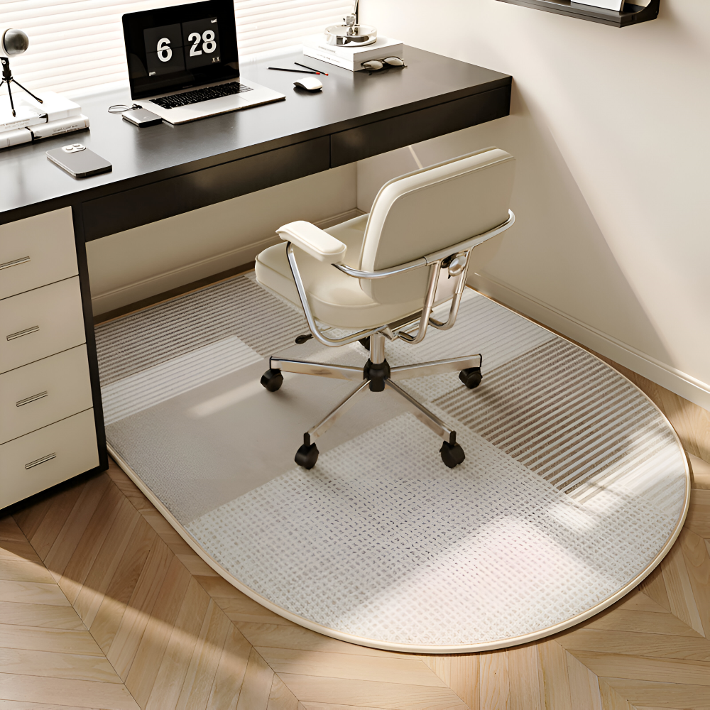 ComfiOval Teppich - Plüschsamt Anti Rutsch Teppichvorleger für Schlafzimmer und Arbeitszimmer