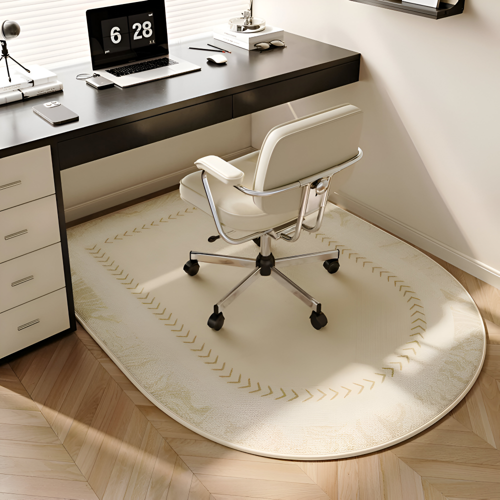 ComfiOval Teppich - Plüschsamt Anti Rutsch Teppichvorleger für Schlafzimmer und Arbeitszimmer
