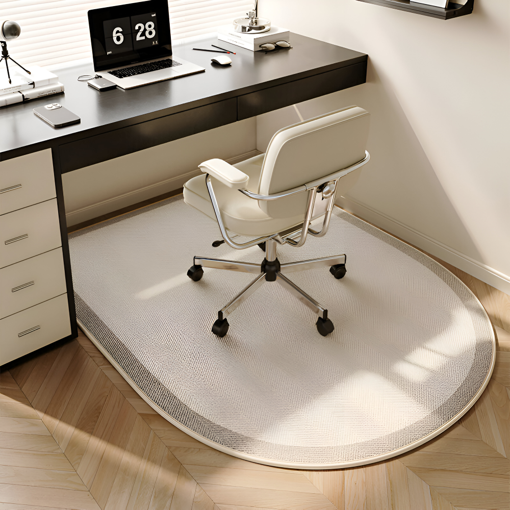ComfiOval Teppich - Plüschsamt Anti Rutsch Teppichvorleger für Schlafzimmer und Arbeitszimmer