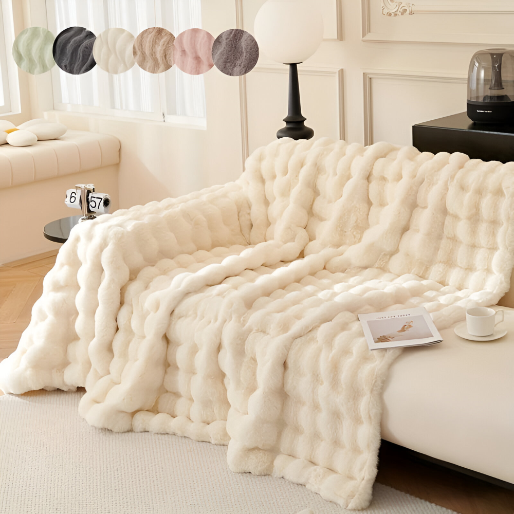 ComfyPal Plaid - Luxuriöse Dicke Plüsch Sofadecke - Ultra Weiche Gesteppte Kunstpelz Fleece Blanket