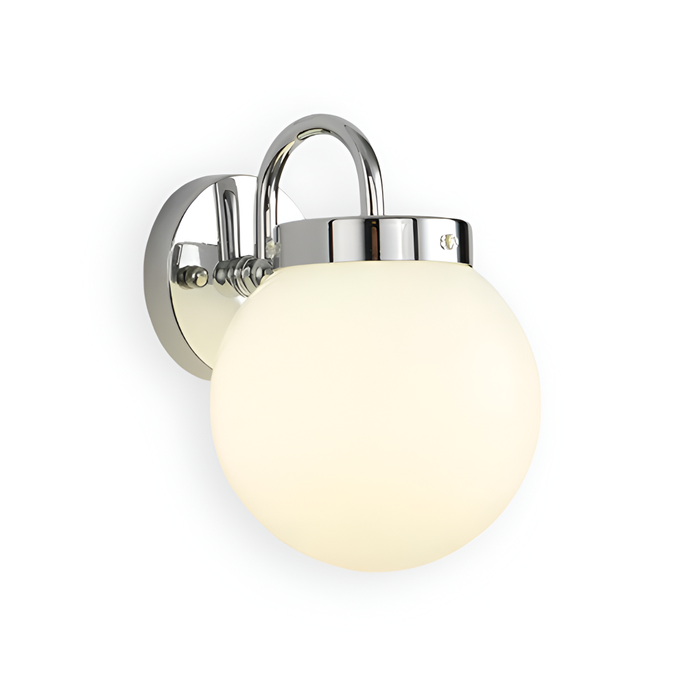 Zeitgenössische Kugelförmige Gestreifte Glas Wandleuchte - LED Wandleuchte mit Eisenakzent für das Wohnzimmer