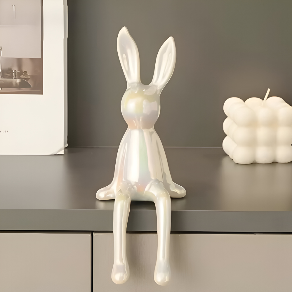 ConyGleam Osterdeko - Luxus Keramik Langohr Sitzende Osterhasen Statue