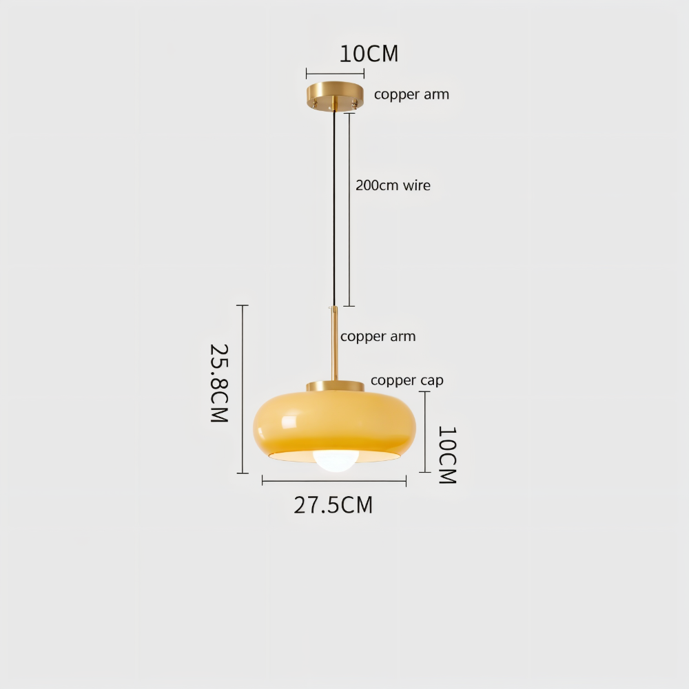 Kupfer-Kuppelleuchte - Retro Orange Weiß Bauhaus LED Pendelleuchte