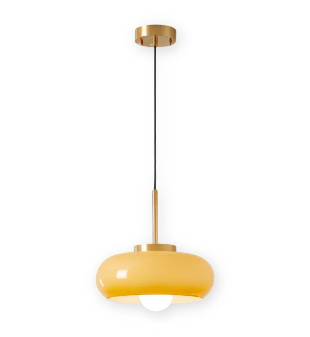 Kupfer-Kuppelleuchte - Retro Orange Weiß Bauhaus LED Pendelleuchte