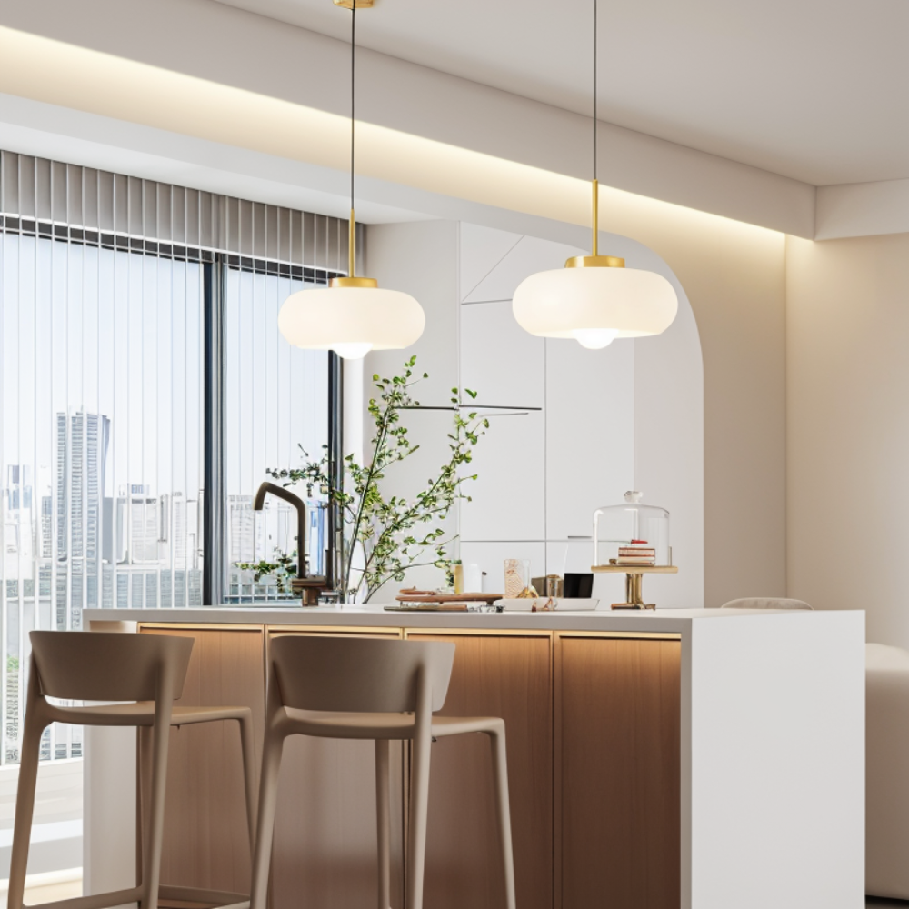 Kupfer-Kuppelleuchte - Retro Orange Weiß Bauhaus LED Pendelleuchte