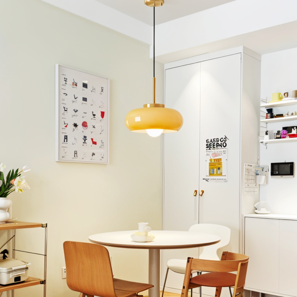 Kupfer-Kuppelleuchte - Retro Orange Weiß Bauhaus LED Pendelleuchte