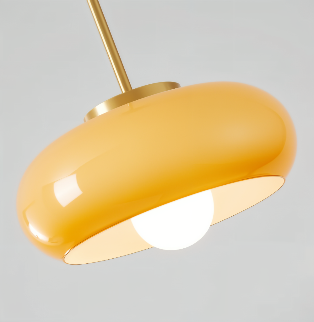 Kupfer-Kuppelleuchte - Retro Orange Weiß Bauhaus LED Pendelleuchte